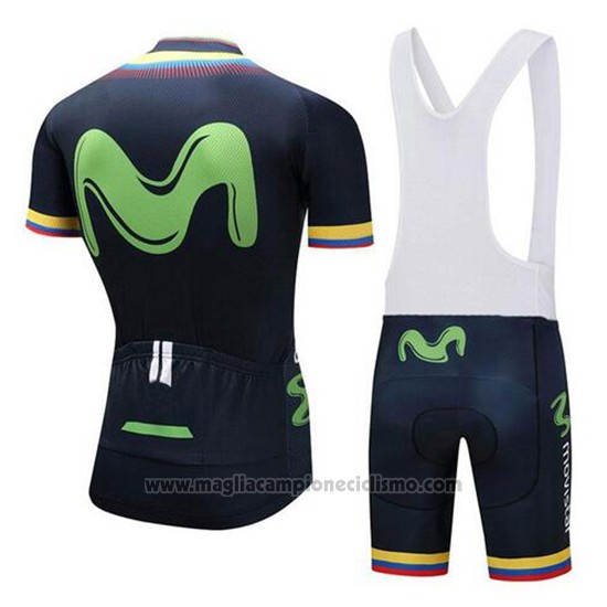 2018 Abbigliamento Ciclismo Movistar Campione Colombia Manica Corta e Salopette
